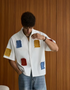 Men's Summer Casual Color Block Patchwork Short Sleeve Shirt
