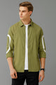Olive Green cut-pest long sleeve mens shirt