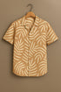 Beige Leaf Print Cotton Shirt