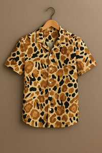 Brown Printed Half Sleeve Shirt