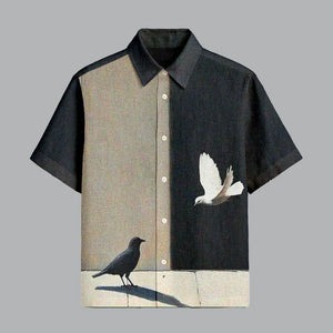 Black And Grey Printed Half Sleeve Shirt