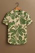 Green Tropical Leaf Print Rayon Shirt
