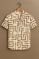 Cream Printed Half Sleeve Shirt