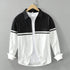 Men's Black & White Patchwork Long Sleeve Shirt